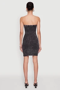 Womens Daisy Mineral Wash Mini Tube Dress, Black, Size M