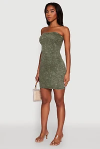 Womens Daisy Mineral Wash Mini Tube Dress, Green, Size L