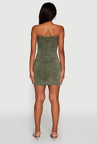 Womens Daisy Mineral Wash Mini Tube Dress, Green, Size L