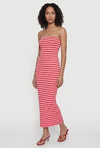 Striped Tube Midi Dress