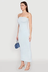 Womens Daisy Mineral Wash Maxi Tube Dress, Blue, Size S