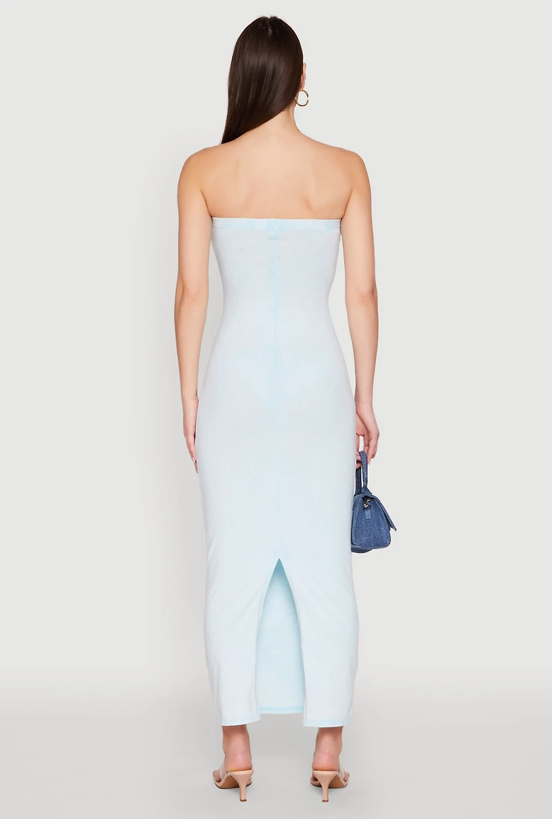 Womens Daisy Mineral Wash Maxi Tube Dress, Blue, Size S