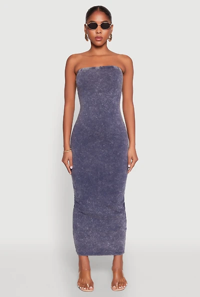 Womens Daisy Mineral Wash Maxi Tube Dress,