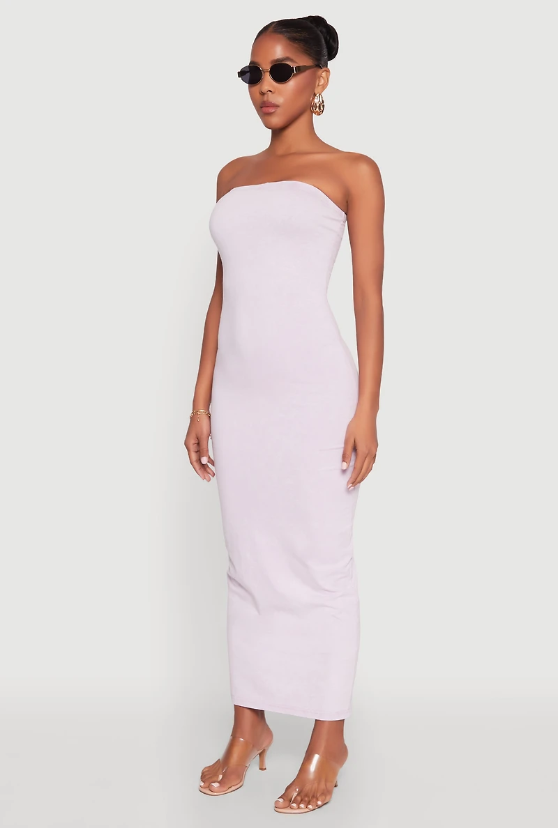 Womens Daisy Mineral Wash Maxi Tube Dress, Purple, Size S