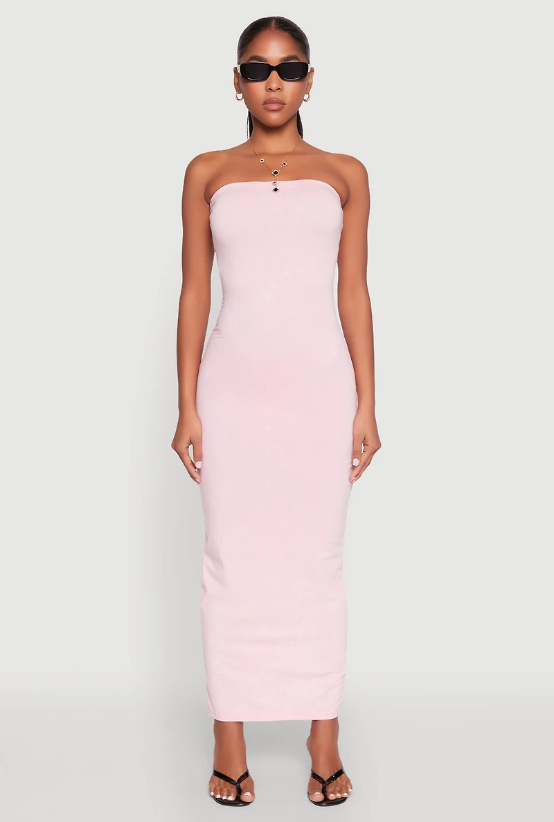 Womens Daisy Mineral Wash Maxi Tube Dress, Pink, Size L
