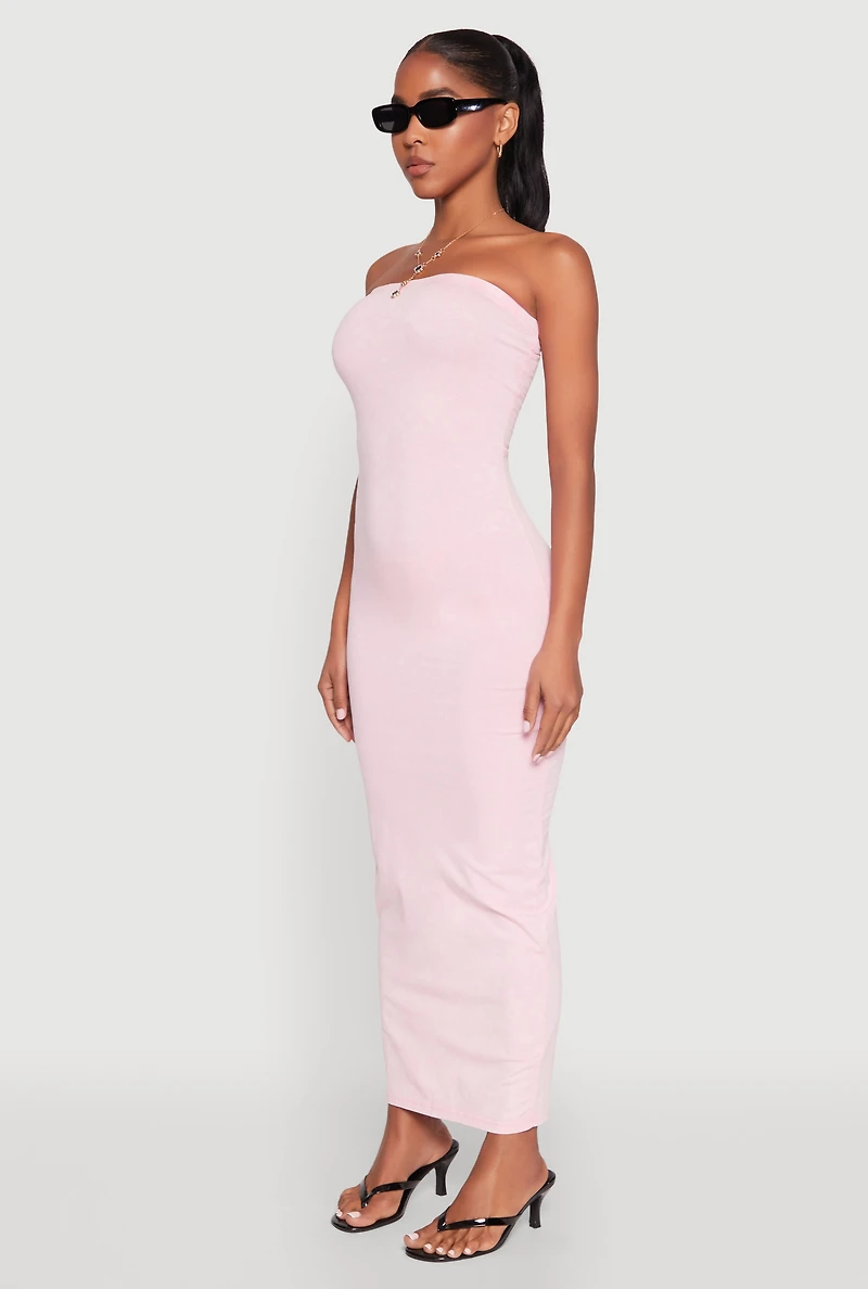 Womens Daisy Mineral Wash Maxi Tube Dress, Pink, Size L