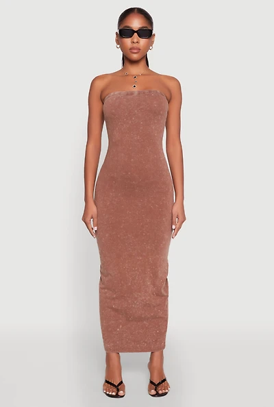 Womens Daisy Mineral Wash Maxi Tube Dress,