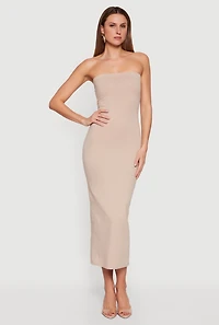 Back Slit Tube Midi Dress