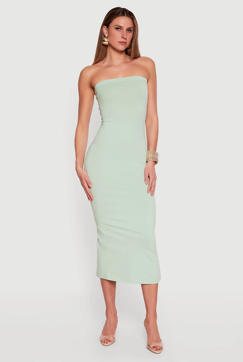 Back Slit Tube Midi Dress