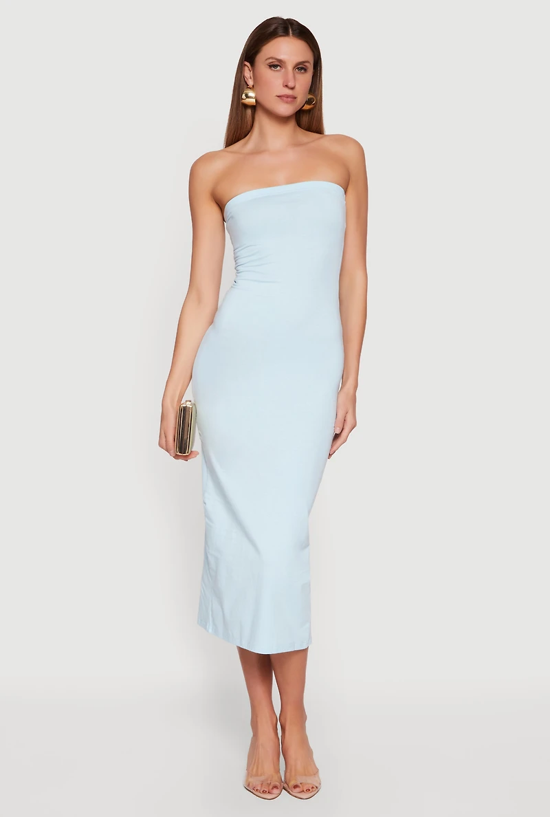 Back Slit Tube Midi Dress