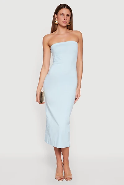 Back Slit Tube Midi Dress