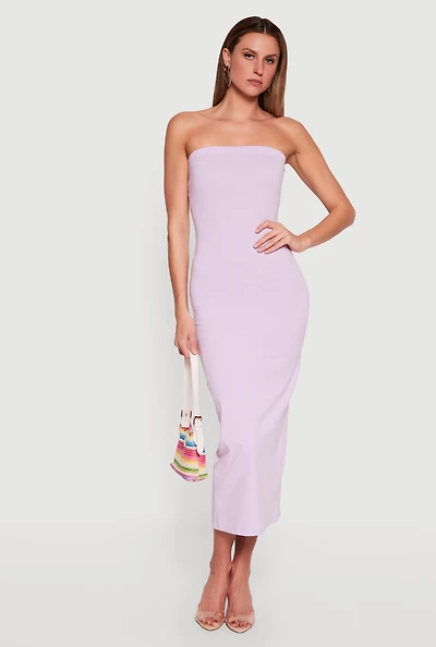 Back Slit Tube Midi Dress