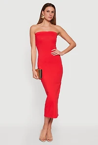 Back Slit Tube Midi Dress