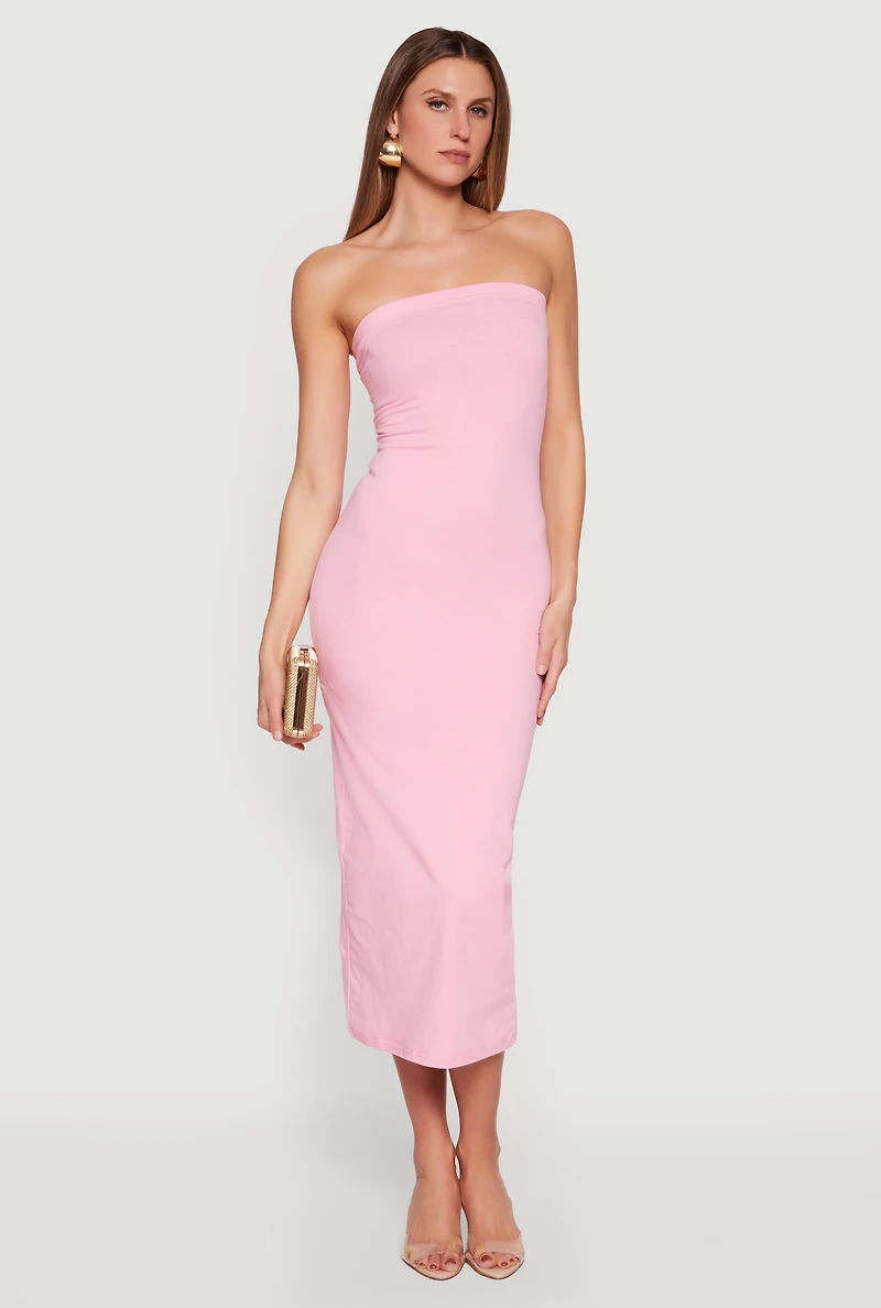 Back Slit Tube Midi Dress
