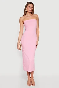 Back Slit Tube Midi Dress