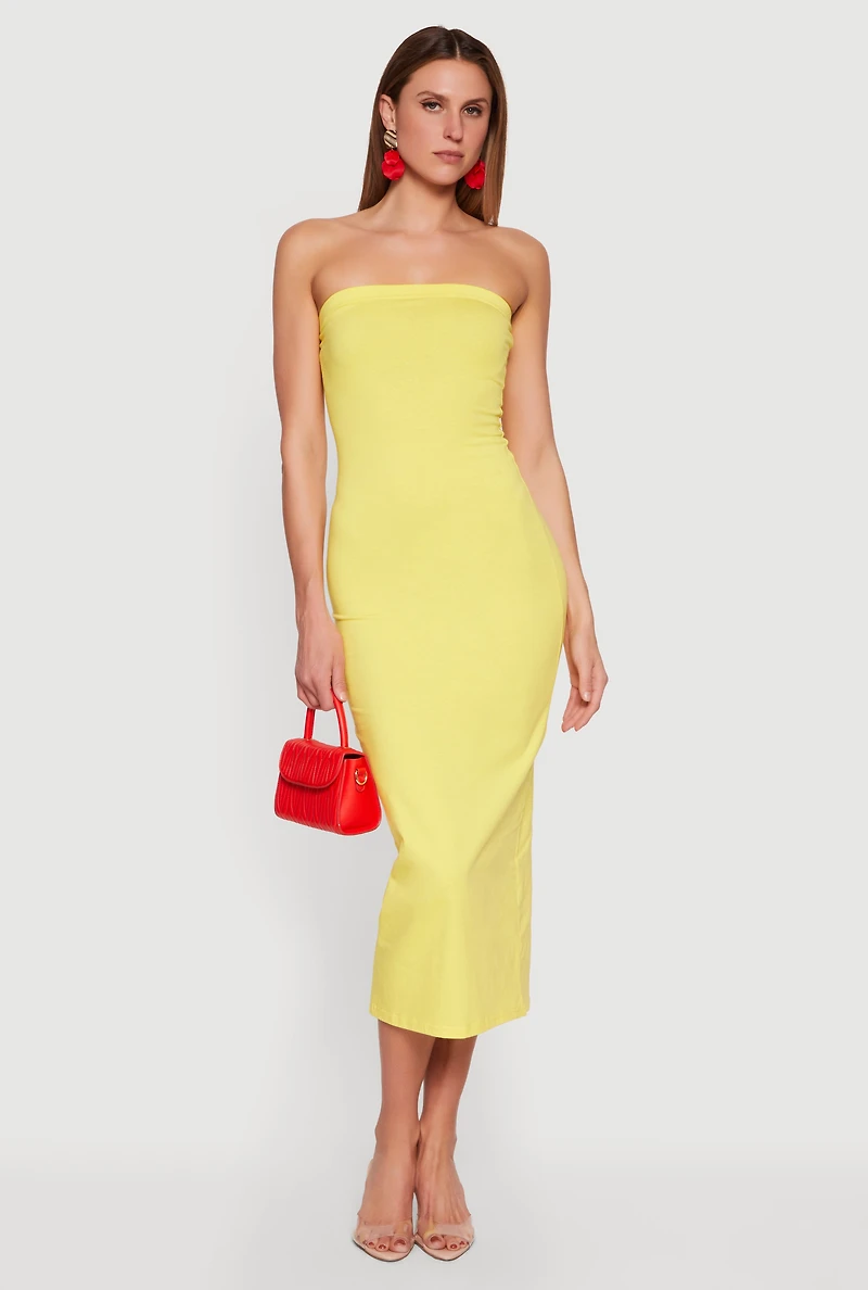 Back Slit Tube Midi Dress