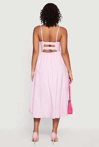 Twist Front Keyhole Back Midi Dress