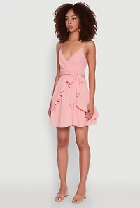 Womens Iris Pinstripe Tie Waist Belted Dress, Pink, Size L