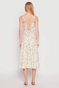 Womens Haute Monde Floral Bustier Midi Dress, Multi, Size S