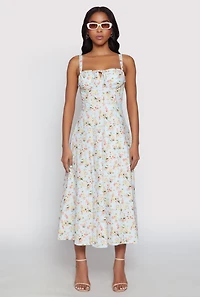 Haute Monde Floral Bustier Midi Dress