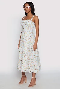 Haute Monde Floral Bustier Midi Dress