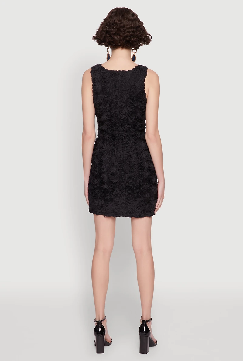 Womens Haute Monde 3D Floral Mesh Overlay Bodycon Dress, Black, Size M