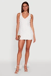 Womens Haute Monde 3D Floral Mesh Overlay Bodycon Dress, White, Size L