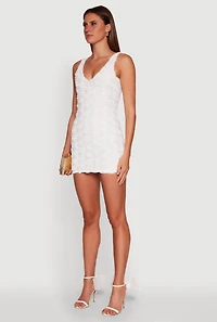 Womens Haute Monde 3D Floral Mesh Overlay Bodycon Dress, White, Size S