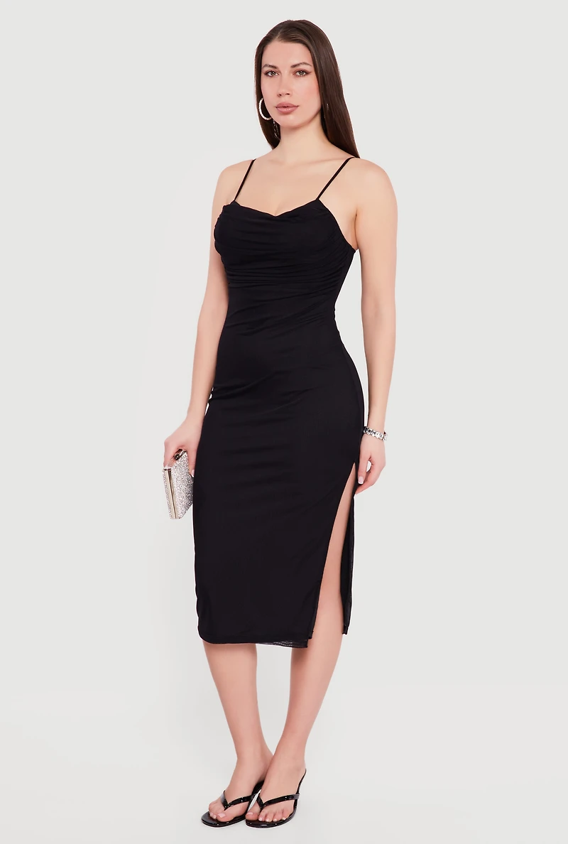 Ruched Cami Dress with Side Slit