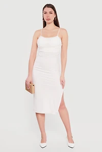 Ruched Cami Dress with Side Slit