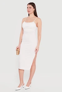 Ruched Cami Dress with Side Slit