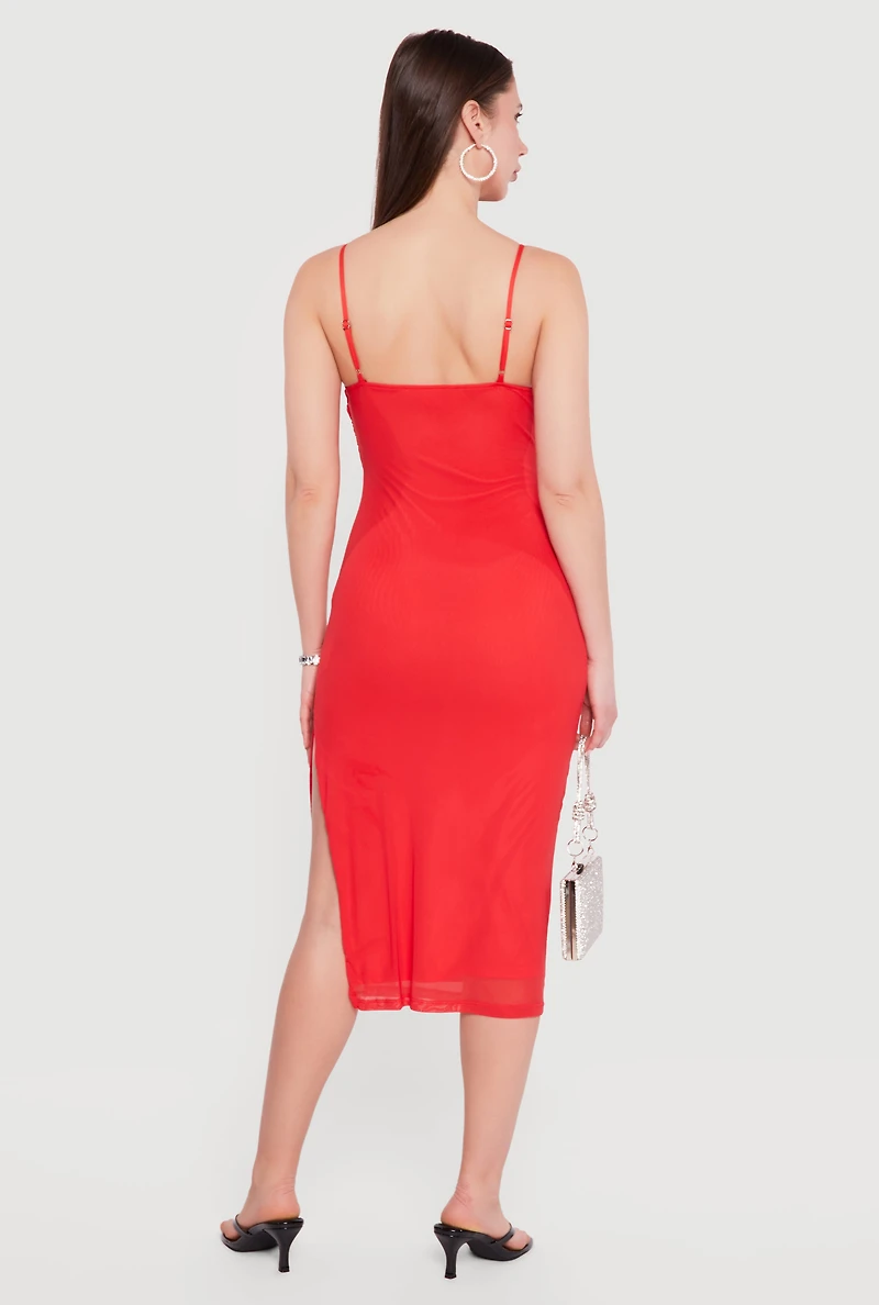 Ruched Cami Dress with Side Slit