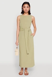 Sleeveless Tie Waist Maxi Dress