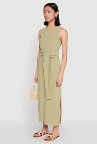 Sleeveless Tie Waist Maxi Dress