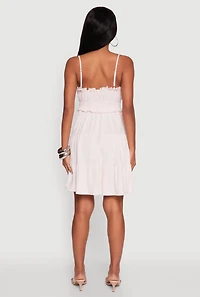 Haute Monde Linen Sleeveless Tiered Dress with Frayed Detail