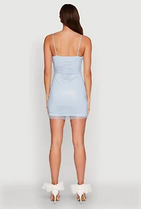 Womens Haute Monde Fishnet Lined Rhinestone Mini Dress,