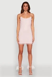 Womens Haute Monde Fishnet Lined Rhinestone Mini Dress, Pink, Size S