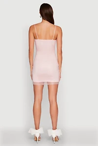 Womens Haute Monde Fishnet Lined Rhinestone Mini Dress, Pink, Size S