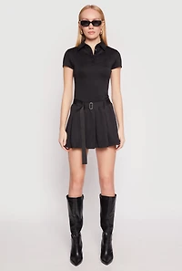 Womens Haute Monde Belted Pleated Polo Dress,