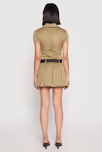 Womens Haute Monde Belted Pleated Polo Dress, M