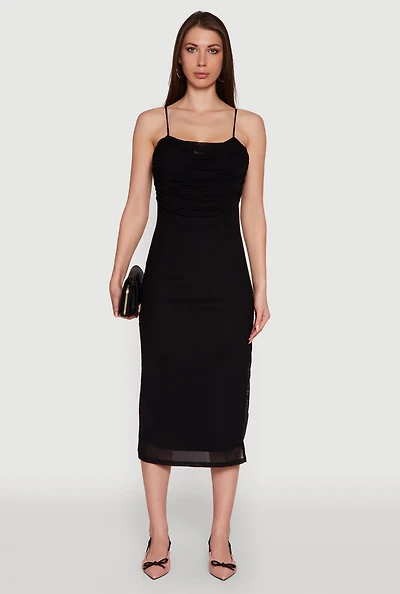 Womens Haute Monde Mesh Overlay Side Slit Bustier Dress,