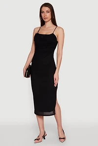 Womens Haute Monde Mesh Overlay Side Slit Bustier Dress,