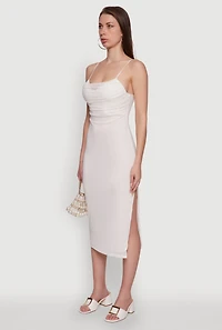 Womens Haute Monde Mesh Overlay Side Slit Bustier Dress, White, Size L