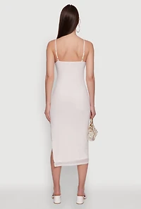 Womens Haute Monde Mesh Overlay Side Slit Bustier Dress, White, Size L