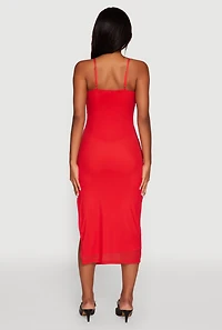 Womens Haute Monde Mesh Overlay Side Slit Bustier Dress, Red, Size M