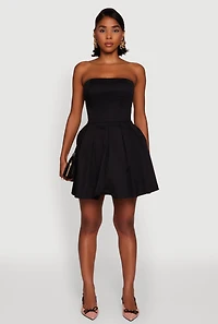 Womens Haute Monde Tulle Lined Strapless Skater Dress, Black, Size S