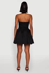 Womens Haute Monde Tulle Lined Strapless Skater Dress, Black, Size S