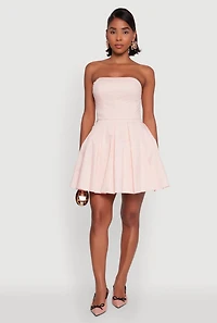 Womens Haute Monde Tulle Lined Strapless Skater Dress, Pink, Size S