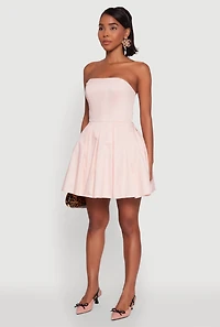 Womens Haute Monde Tulle Lined Strapless Skater Dress, Pink, Size S