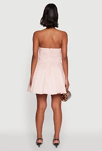 Womens Haute Monde Tulle Lined Strapless Skater Dress, Pink, Size S